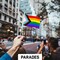 G128 30 Pack Handheld LGBT Progress Rainbow Pride Stick Flags | 4x6 In | Printed 150D Polyester, Social Flag, Solid Plastic Stick, Spear White Tip